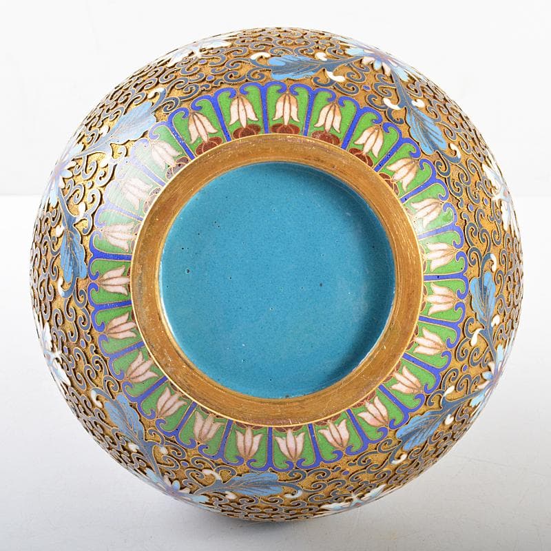 ZZ様専用 中国 古七宝琺瑯彩 花文瓶 唐木台付 M R5656 - メルカリ