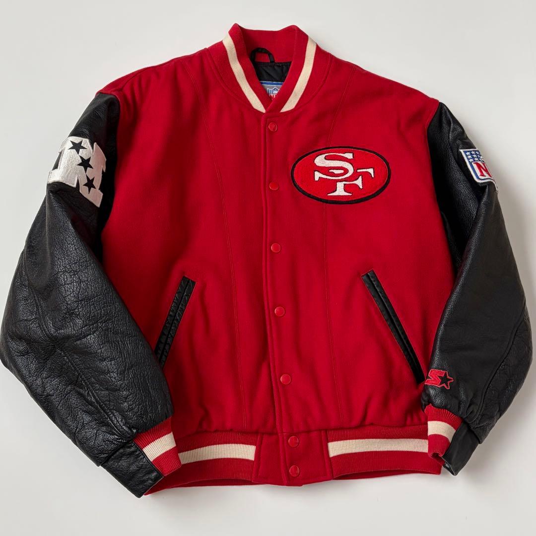 90s STARTER 49ERS 袖革スタジャン レザー アワードジャケット