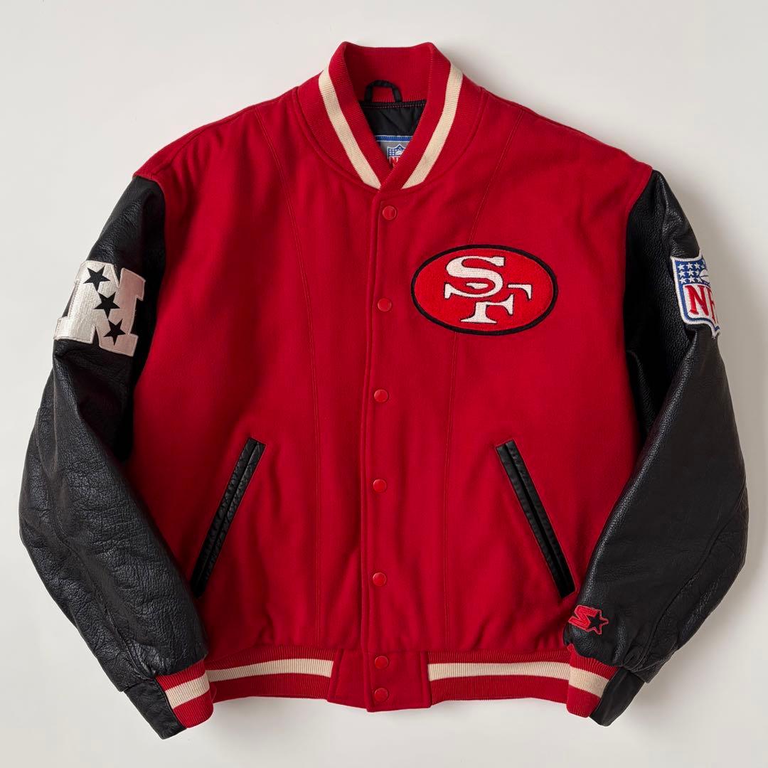 90s STARTER 49ERS 袖革スタジャン レザー アワードジャケット