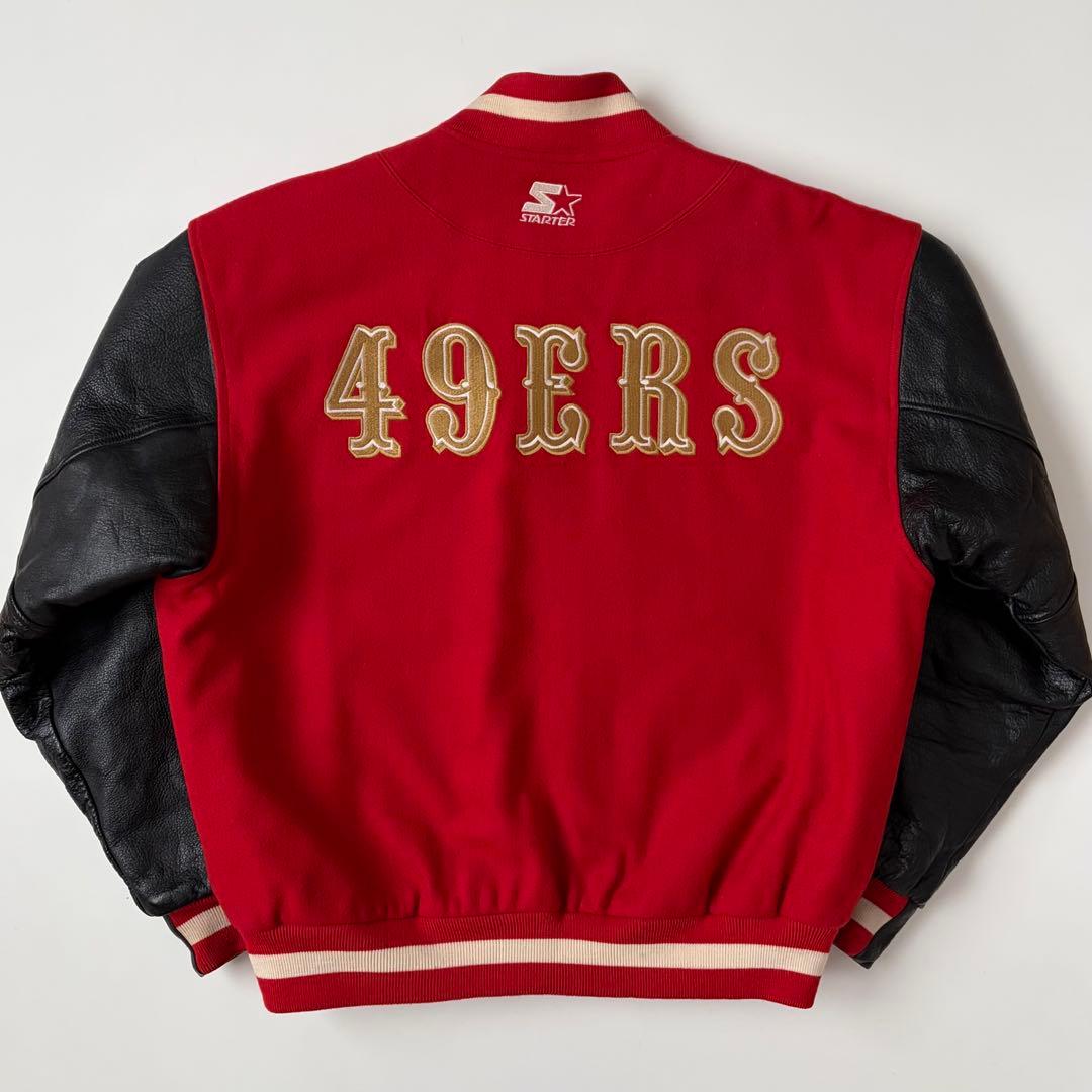 90s STARTER 49ERS 袖革スタジャン レザー アワードジャケット