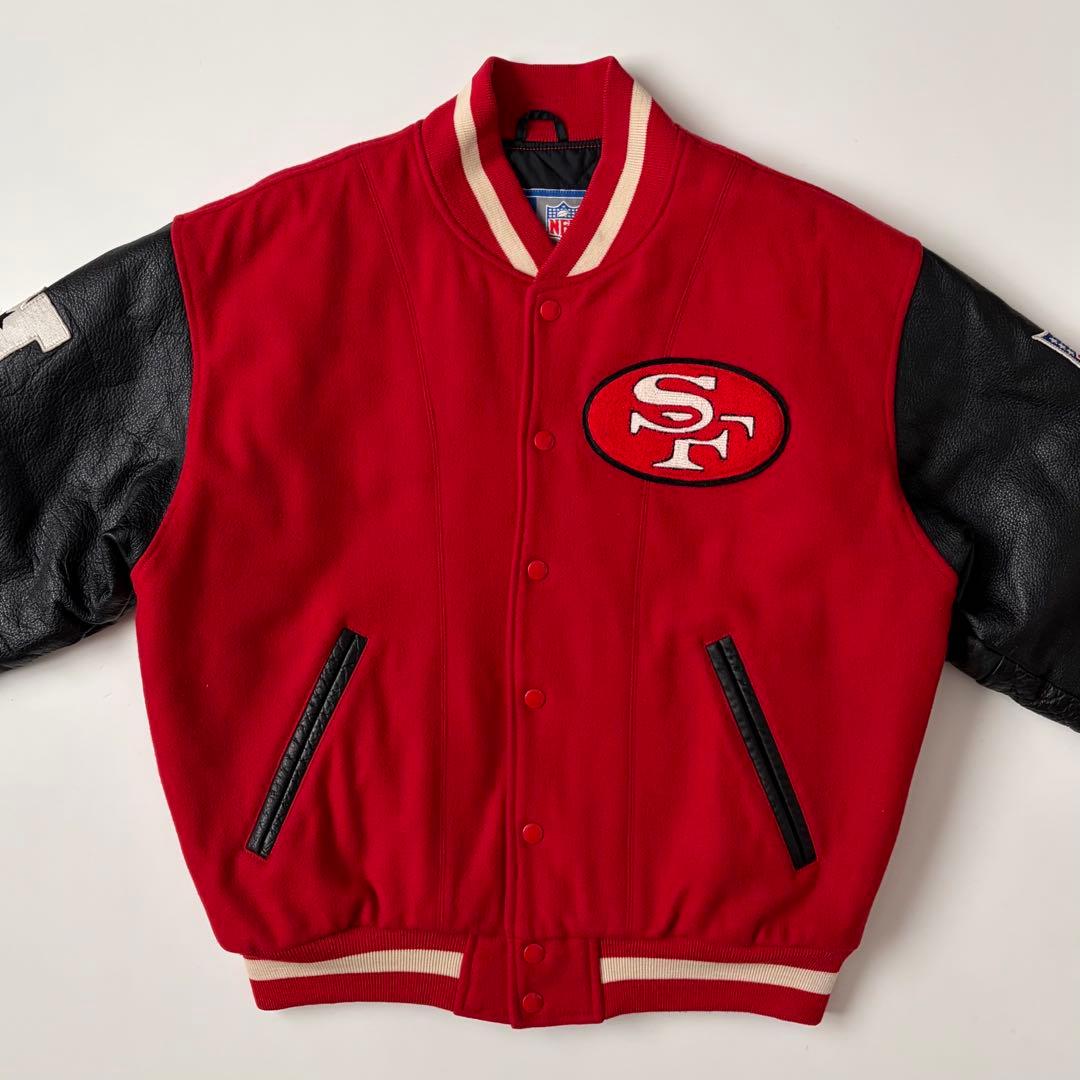 90s STARTER 49ERS 袖革スタジャン レザー アワードジャケット