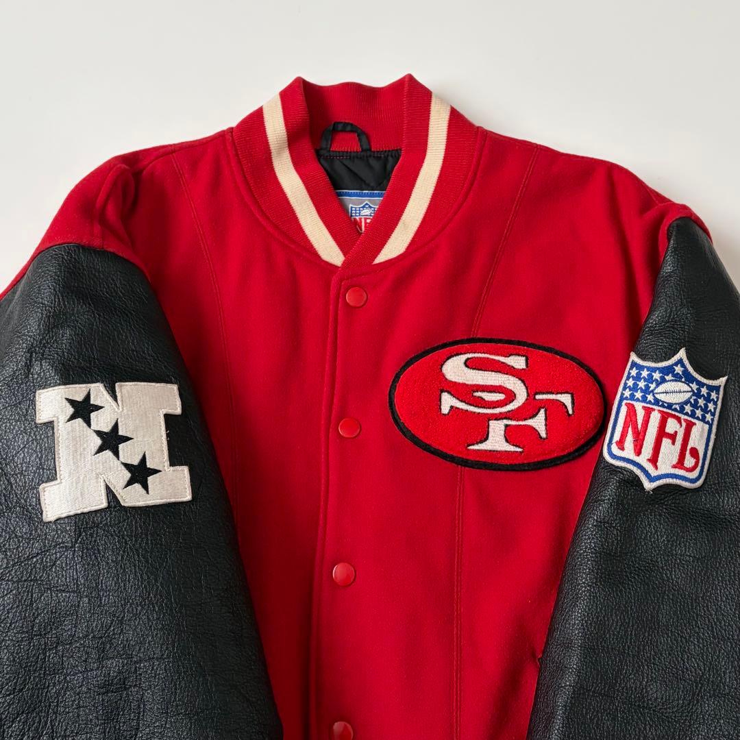 90s STARTER 49ERS 袖革スタジャン レザー アワードジャケット