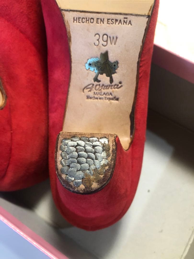 フラメンコ靴 39 オスーナプロベルトスエード赤