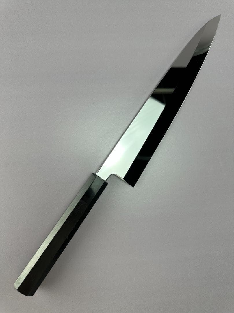 5571 身卸し包丁 9寸 ウルトラ鏡面仕上げ 刺身包丁 黒檀黒水牛角八角