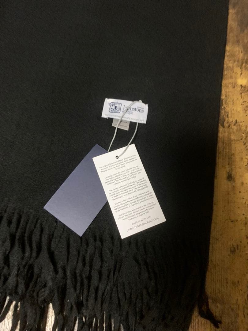 N*e様 美品Johnstons 大判ストールジョンストンズ マフラーブラック