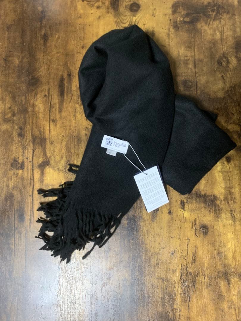 N*e様 美品Johnstons 大判ストールジョンストンズ マフラーブラック