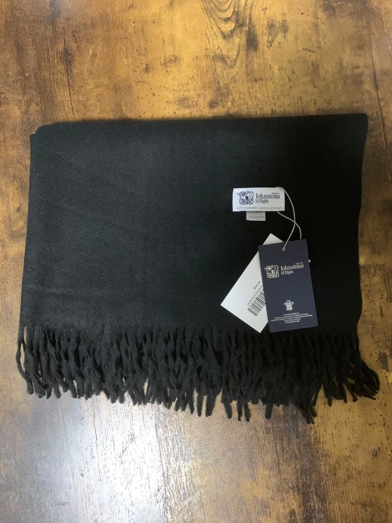 N*e様 美品Johnstons 大判ストールジョンストンズ マフラーブラック