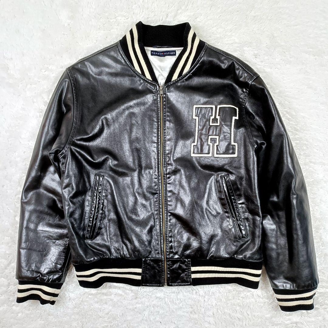 トミーヒルフィガー 牛革 オールレザー 中綿 キルティング スタジャン M