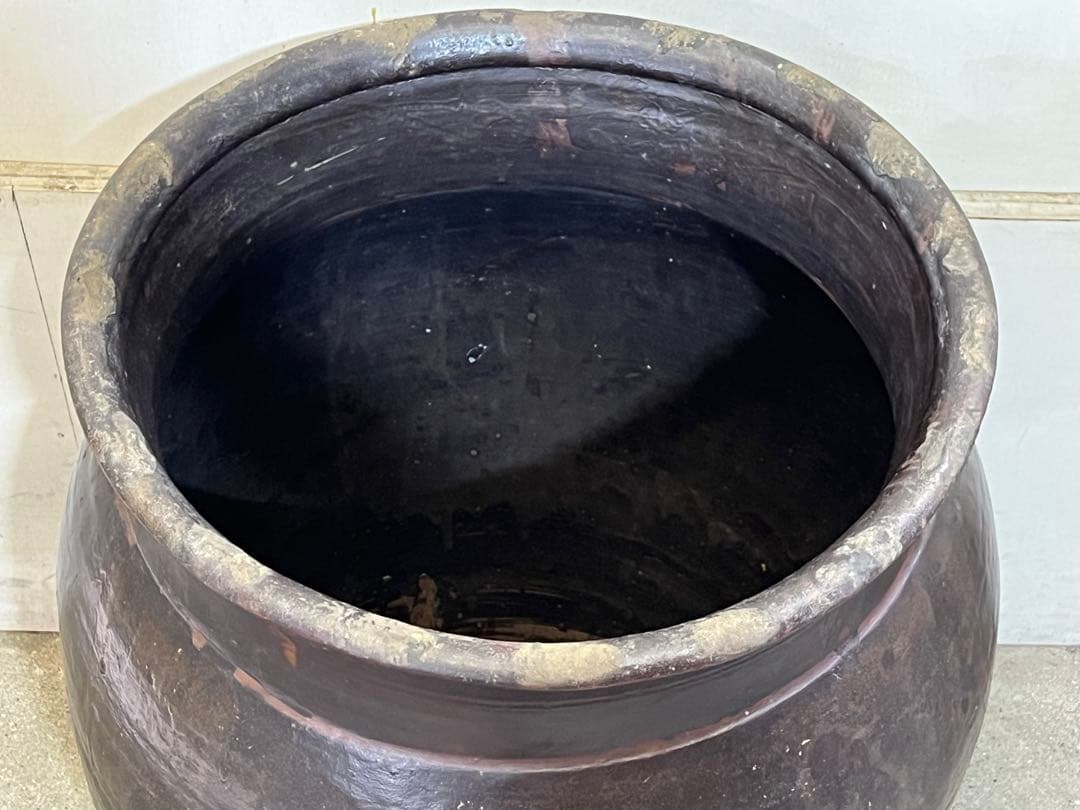 B*d様 古い唐津焼の特大甕77cm アンティーク睡蓮鉢 水瓶 特大壺 古民具