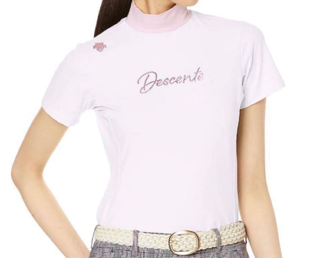 デサントゴルフ 半袖シャツ 【LUXECOLLECTION】 ホワイトピンク