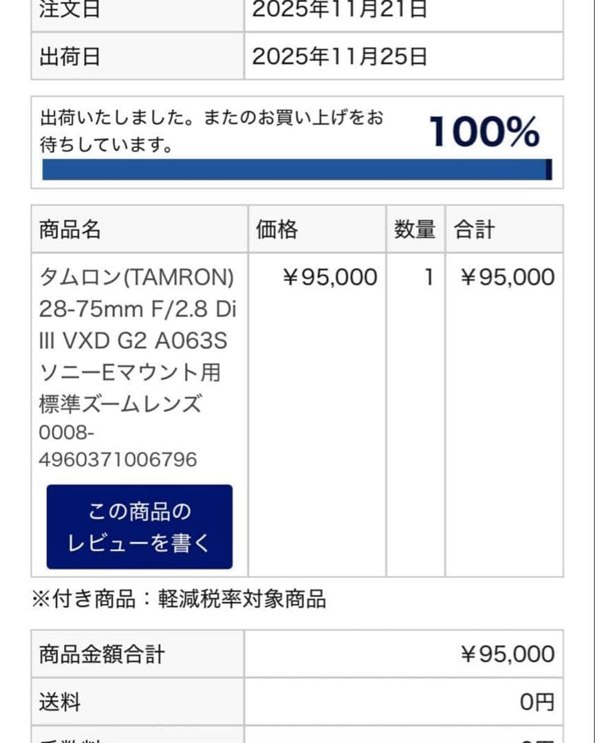【即購入可】タムロン 28-75mm F/2.8 VXD G2 A063S