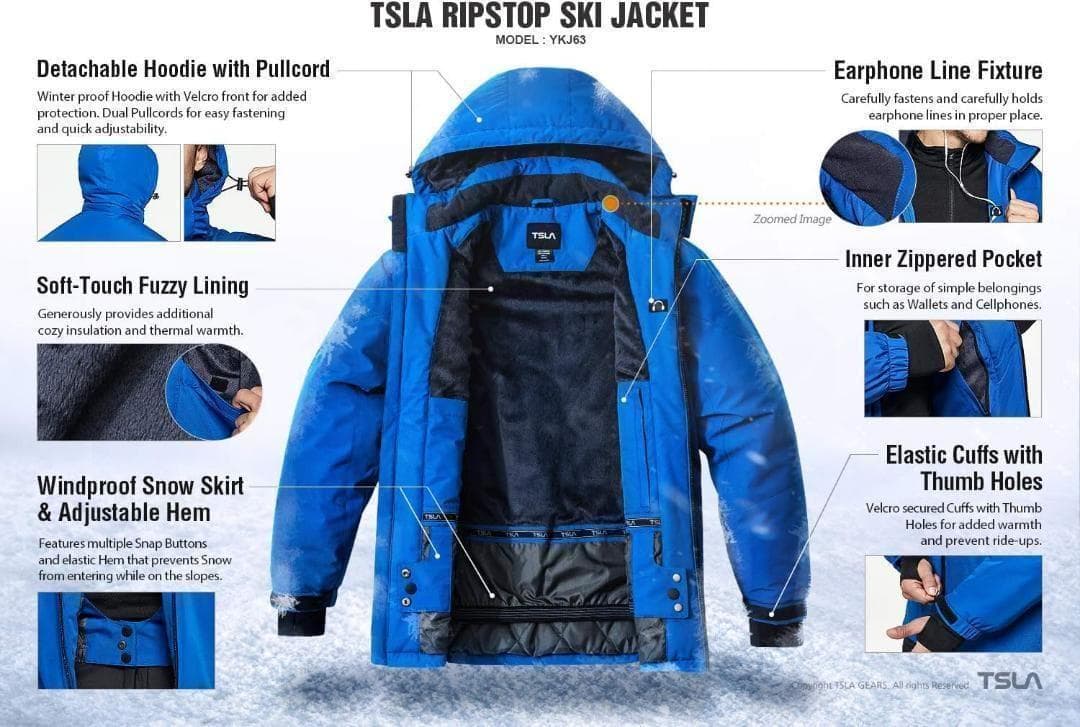 [テスラ] スキージャケット スノーボードジャケット メンズ