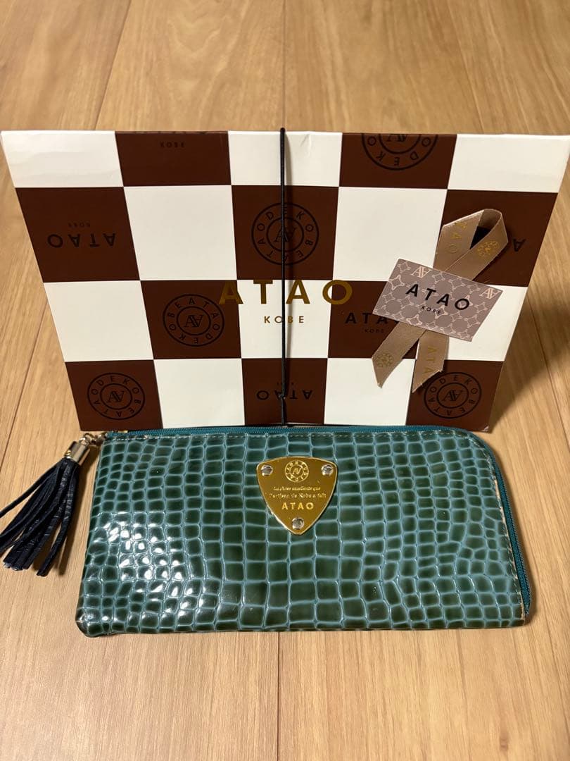 ATAO エナメル クロコダイル風 長財布 グリーン - メルカリ