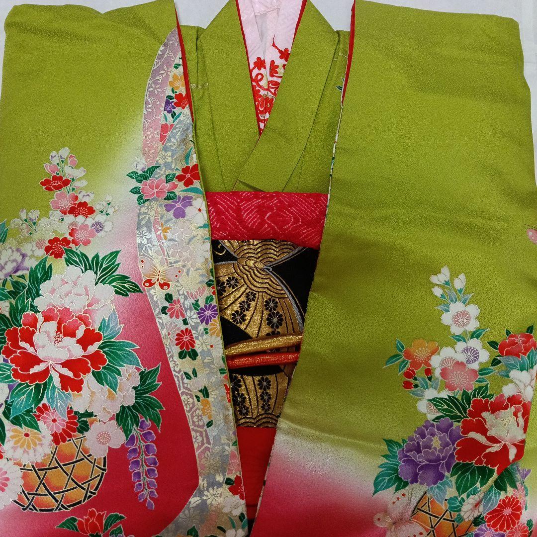 七五三　7歳　着物　ほぼフルセット　長襦袢　キッズ　アンティーク　レトロ柄