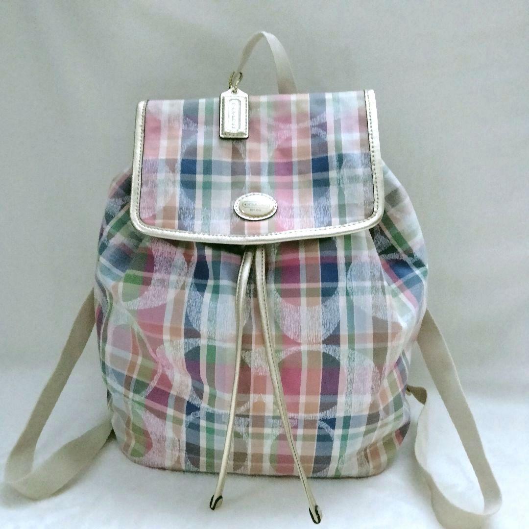 【希少美品】 コーチ シグネチャー リュック ポピー マドラス COACH