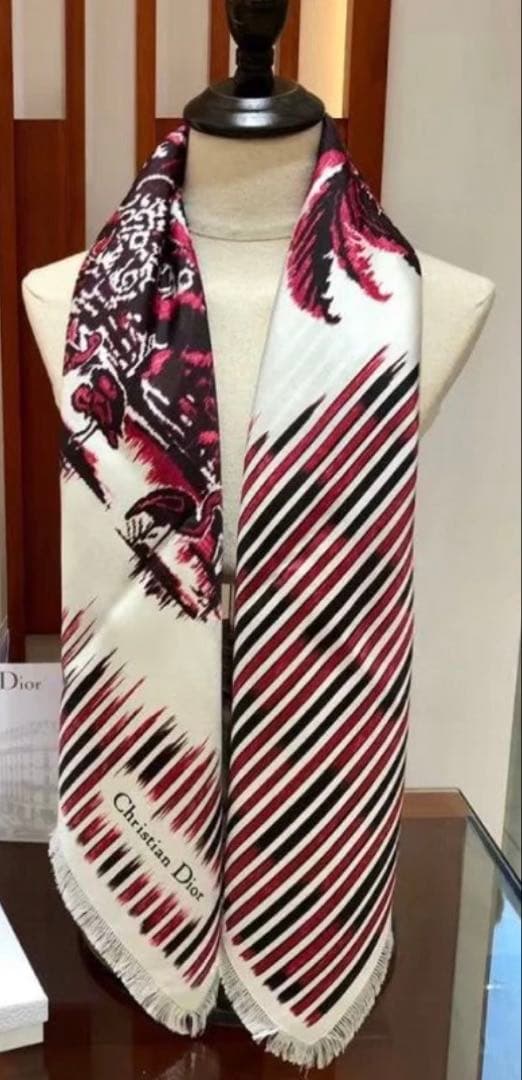 natsu☆　Dior トワルドゥジュイ柄 高級シルクスカーフ 新品