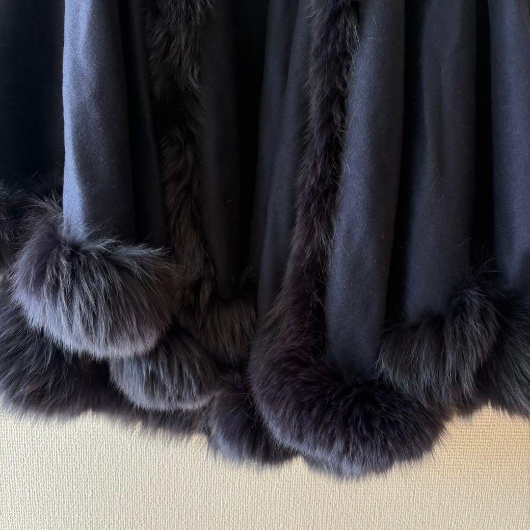 AGATHA アガタ　ファーケープ　ポンチョ　カシミヤ100% 黒　M〜L