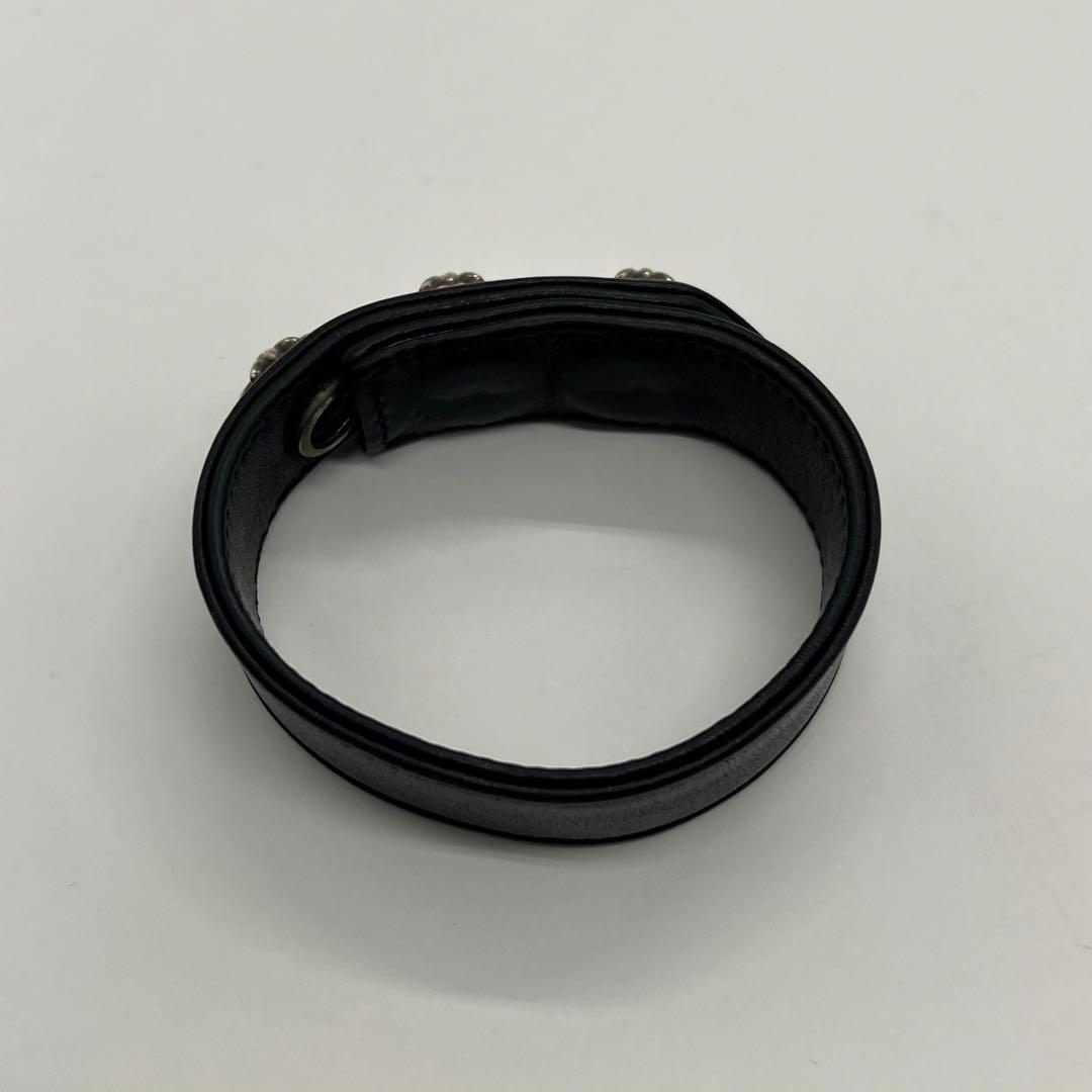 クロムハーツ 3ボタン2スナップ ブレスレット クロスボタン レザー SV925