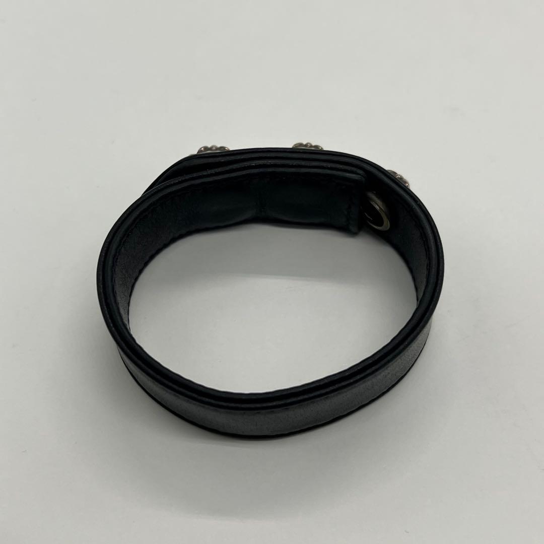 クロムハーツ 3ボタン2スナップ ブレスレット クロスボタン レザー SV925