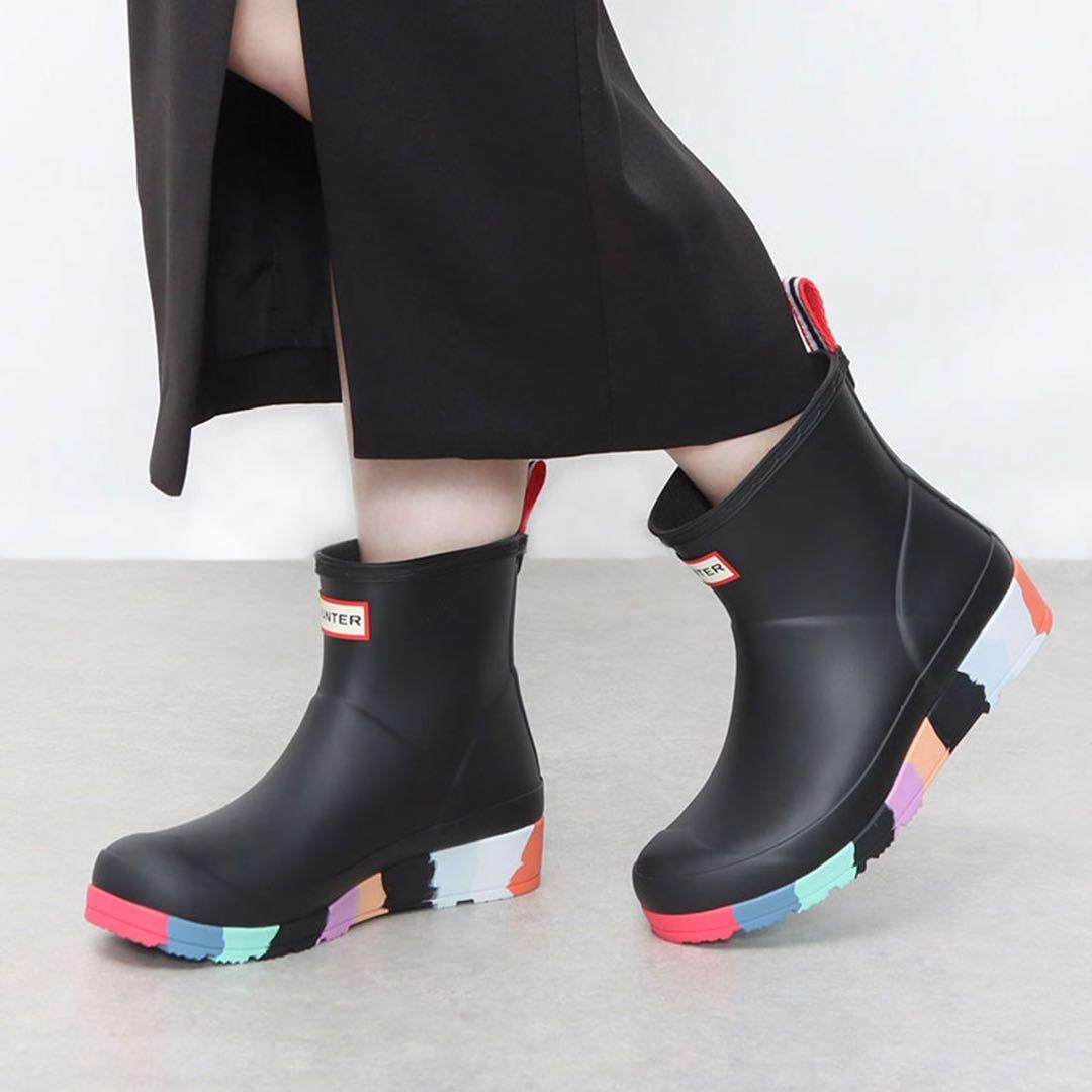 HUNTER ハンター プレイショートストライプソールブーツ 25 レイン