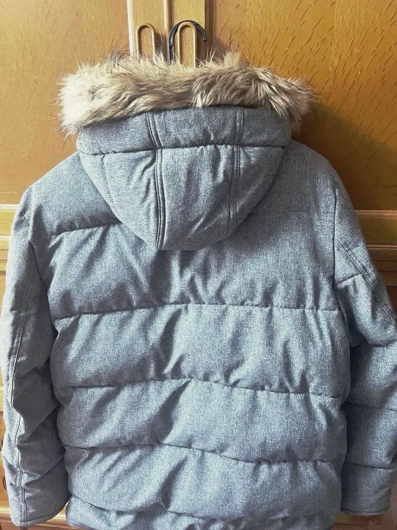 値下げ極美品 グレー中綿ロング丈ジャケット　ファー付き