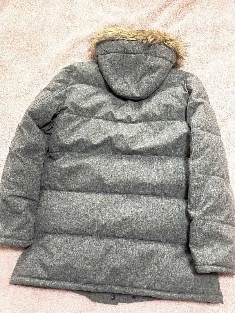 値下げ極美品 グレー中綿ロング丈ジャケット　ファー付き