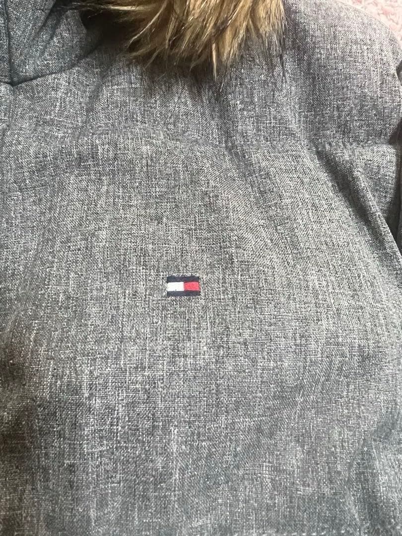 値下げ極美品 グレー中綿ロング丈ジャケット　ファー付き