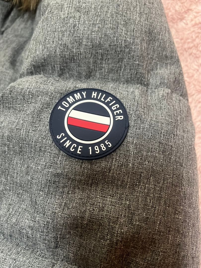 値下げ極美品 グレー中綿ロング丈ジャケット　ファー付き