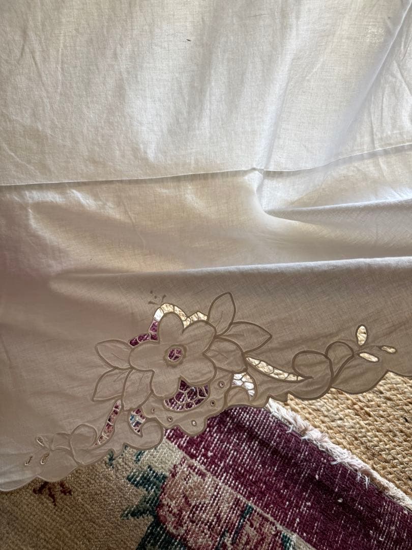 SALE♡フランスアンティーク・大判ஐ花柄刺繍カーテン・リメイク・ハンドメイド