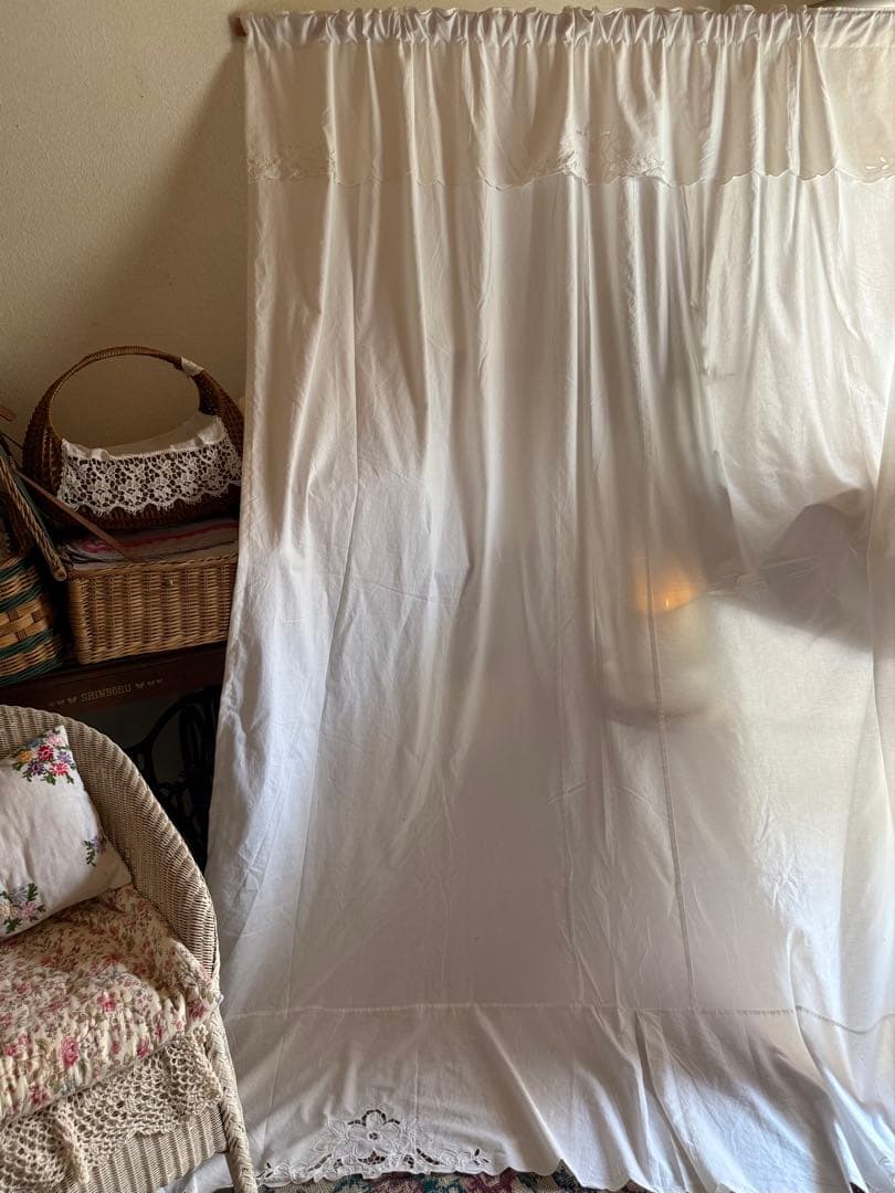 SALE♡フランスアンティーク・大判ஐ花柄刺繍カーテン・リメイク・ハンドメイド