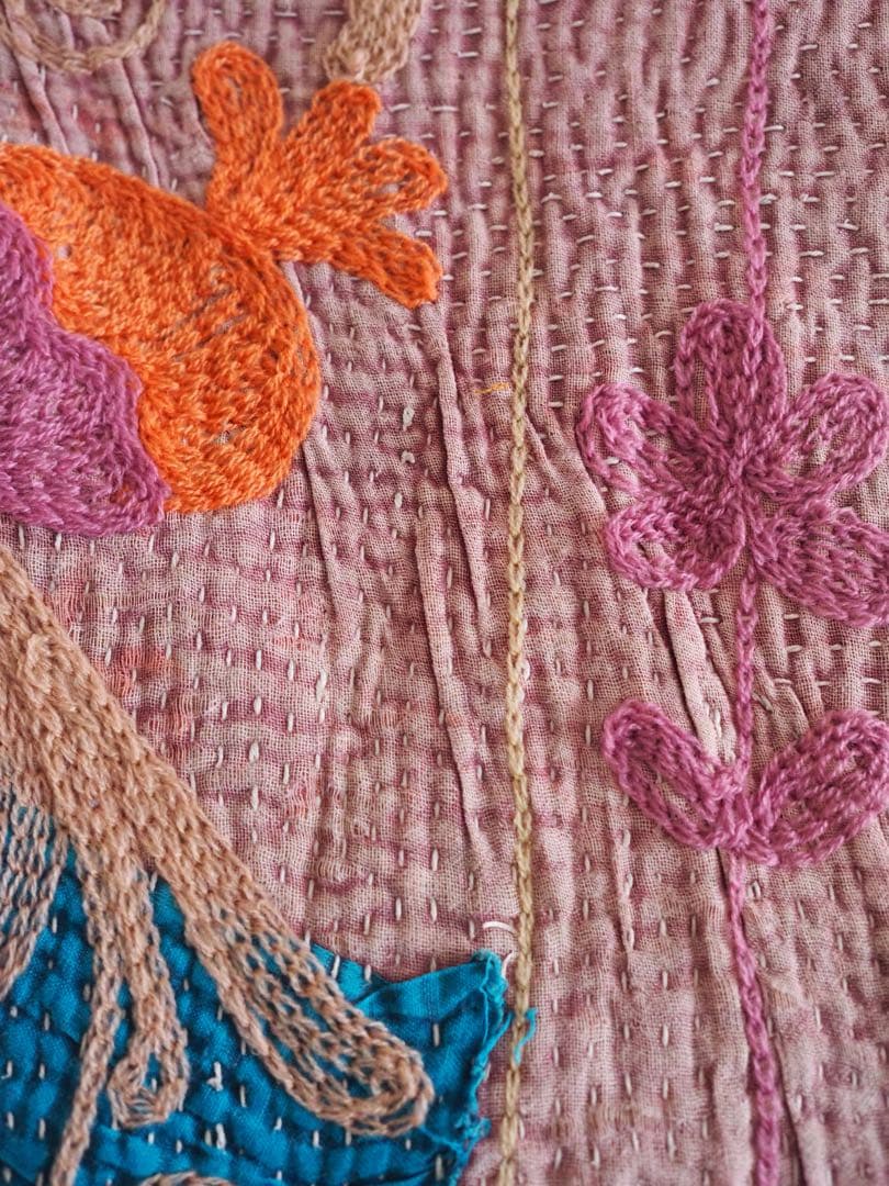 【希少】スザニ刺繍カンタキルト　スザニ刺繍　インド　一点もの