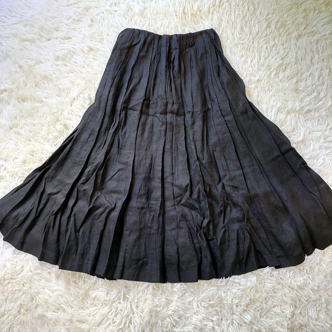 【極美品】ebure エブール リネン 麻　ギャザースカート　フレアスカート