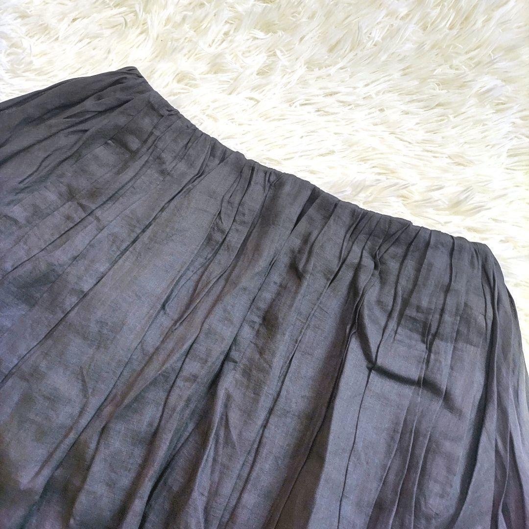 【極美品】ebure エブール リネン 麻　ギャザースカート　フレアスカート