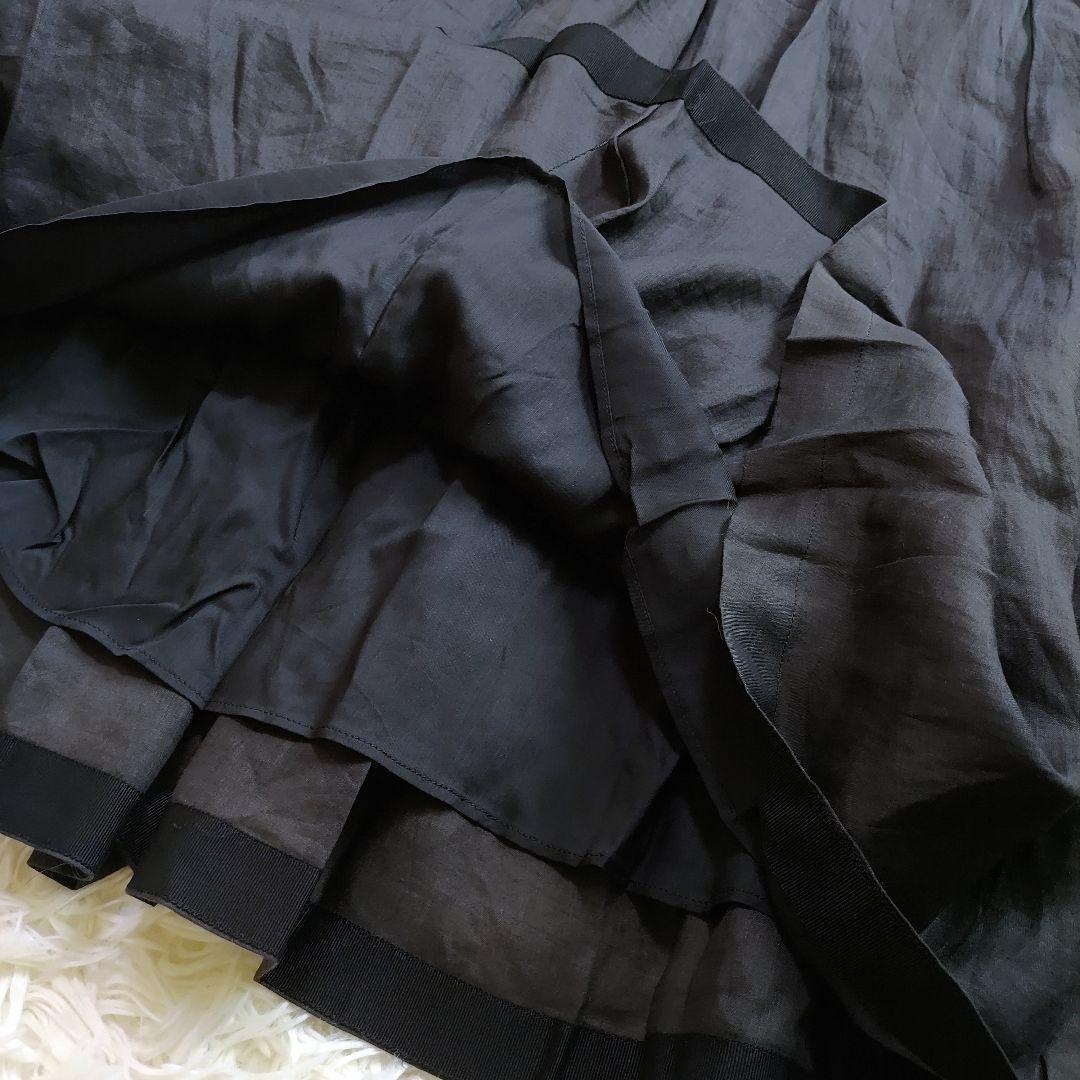 【極美品】ebure エブール リネン 麻　ギャザースカート　フレアスカート