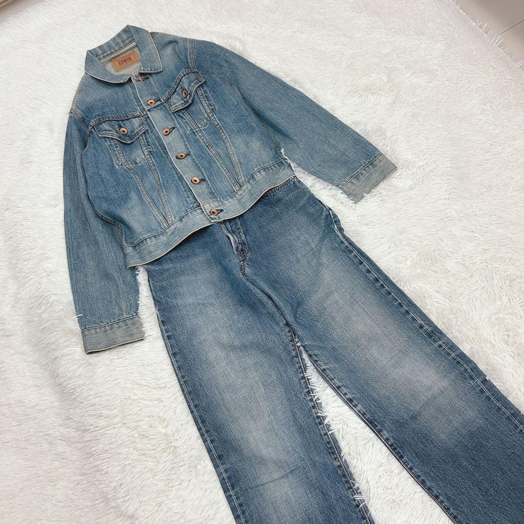 【希少】EDWIN setup 上下とも赤耳セルビッチ デニムセットアップ M