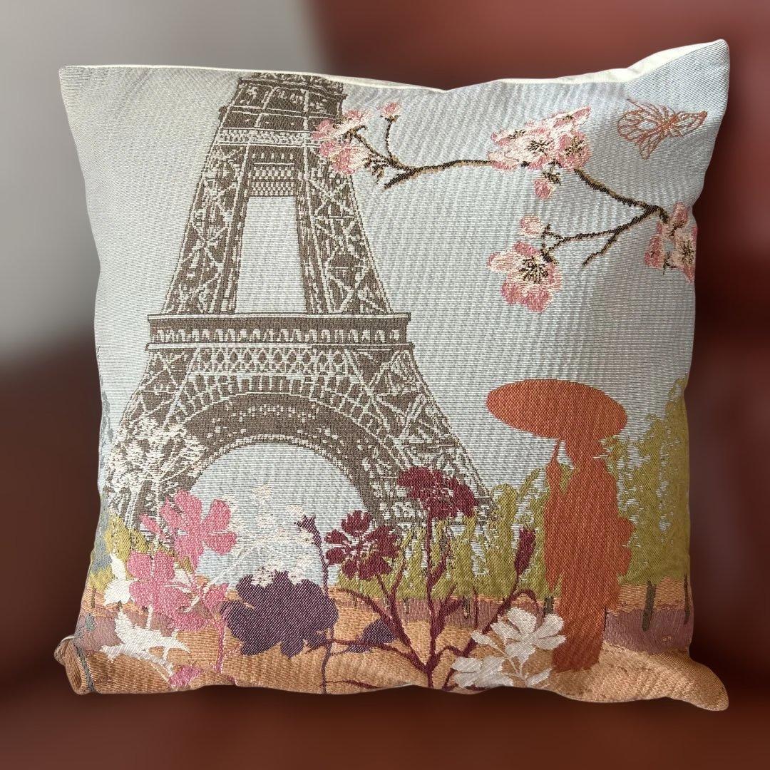 IOSIS クッションカバーエッフェル塔、風景柄2枚組イヴドローム