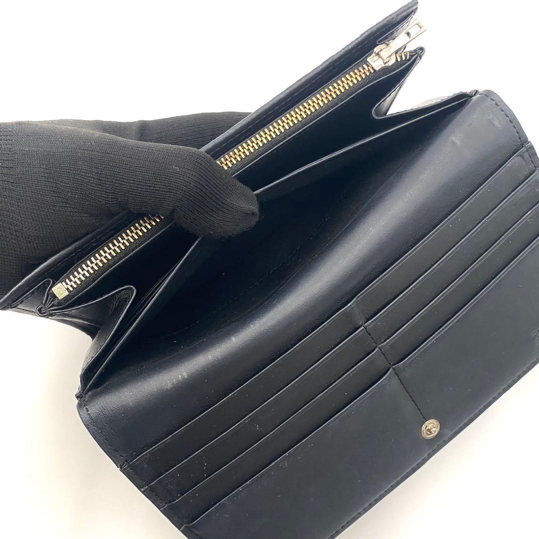 LOEWE ロエベ リピート アナグラム フラップ 長財布 ブラック ネイビー