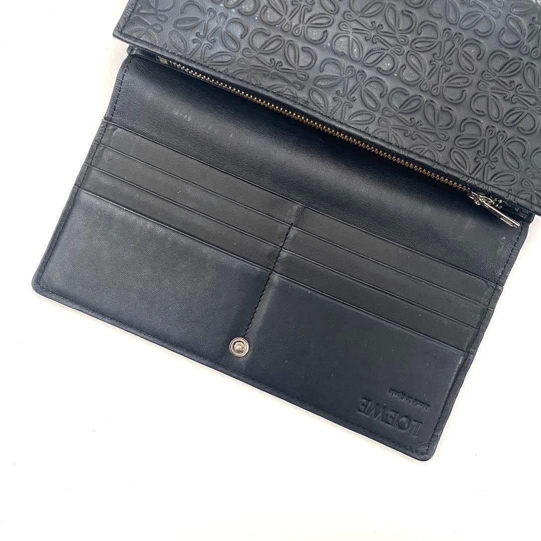 LOEWE ロエベ リピート アナグラム フラップ 長財布 ブラック ネイビー