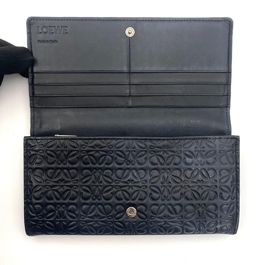 LOEWE ロエベ リピート アナグラム フラップ 長財布 ブラック ネイビー