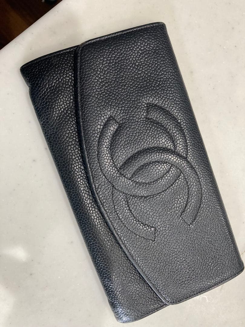 Chanel ブラック レザー 長財布
