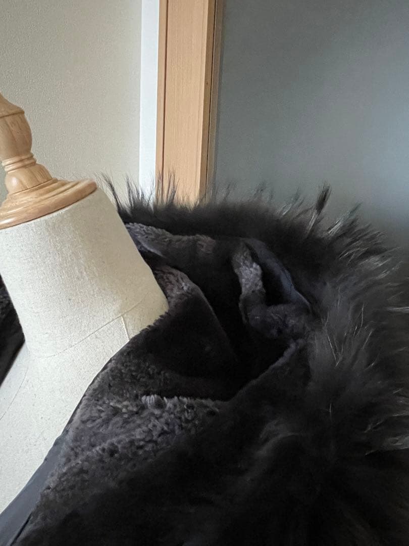 23区　ブラックファー付きネイビーモッズコート　50サイズ