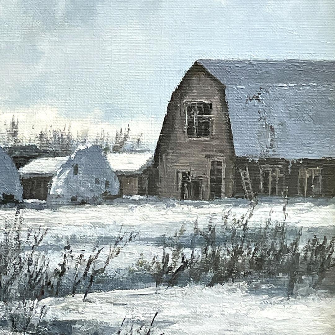 真作保証 清水弘哉『札幌郊外・冬景色』肉筆 大判 18号 油彩画 48万円