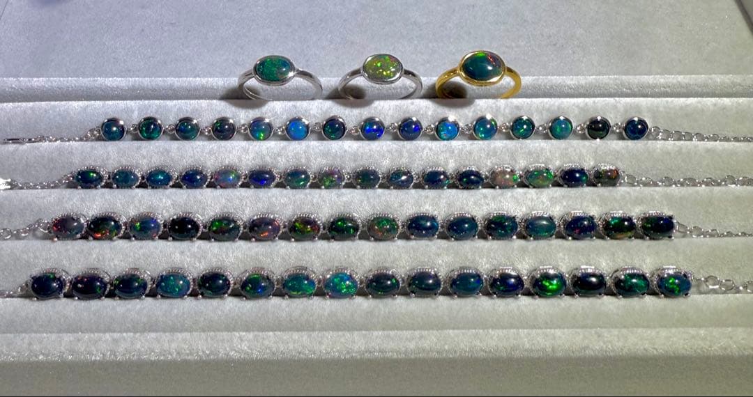 SV925 ブラックオパール　オーバル　ブレスレット　7×5㎜　19㎝　B