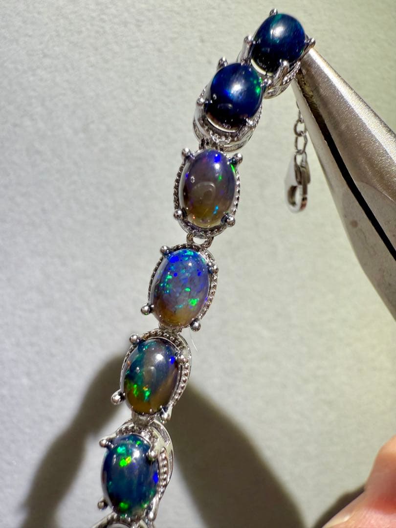 SV925 ブラックオパール　オーバル　ブレスレット　7×5㎜　19㎝　B