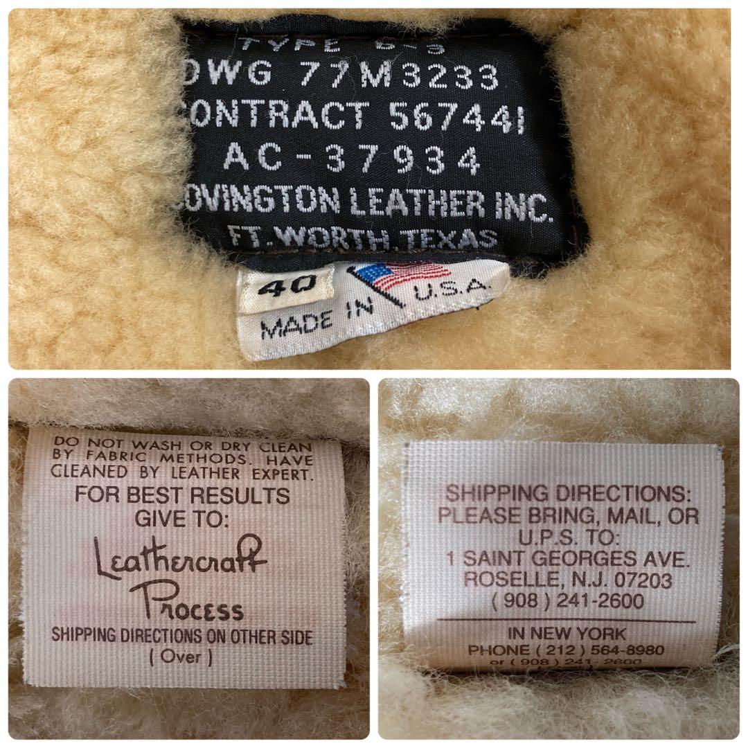 【極厚】USA製 B-3 フライトジャケット ムートンレザー 羊革 ボア 40