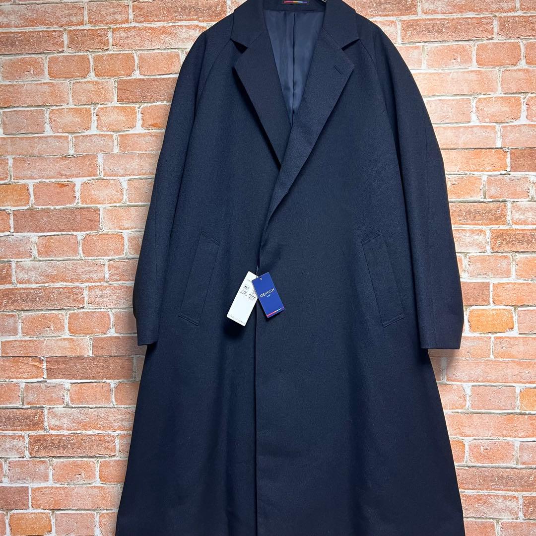 新品)オリヒカ ビジカジオーバーサイズチェスターコート L 紺色 洗える