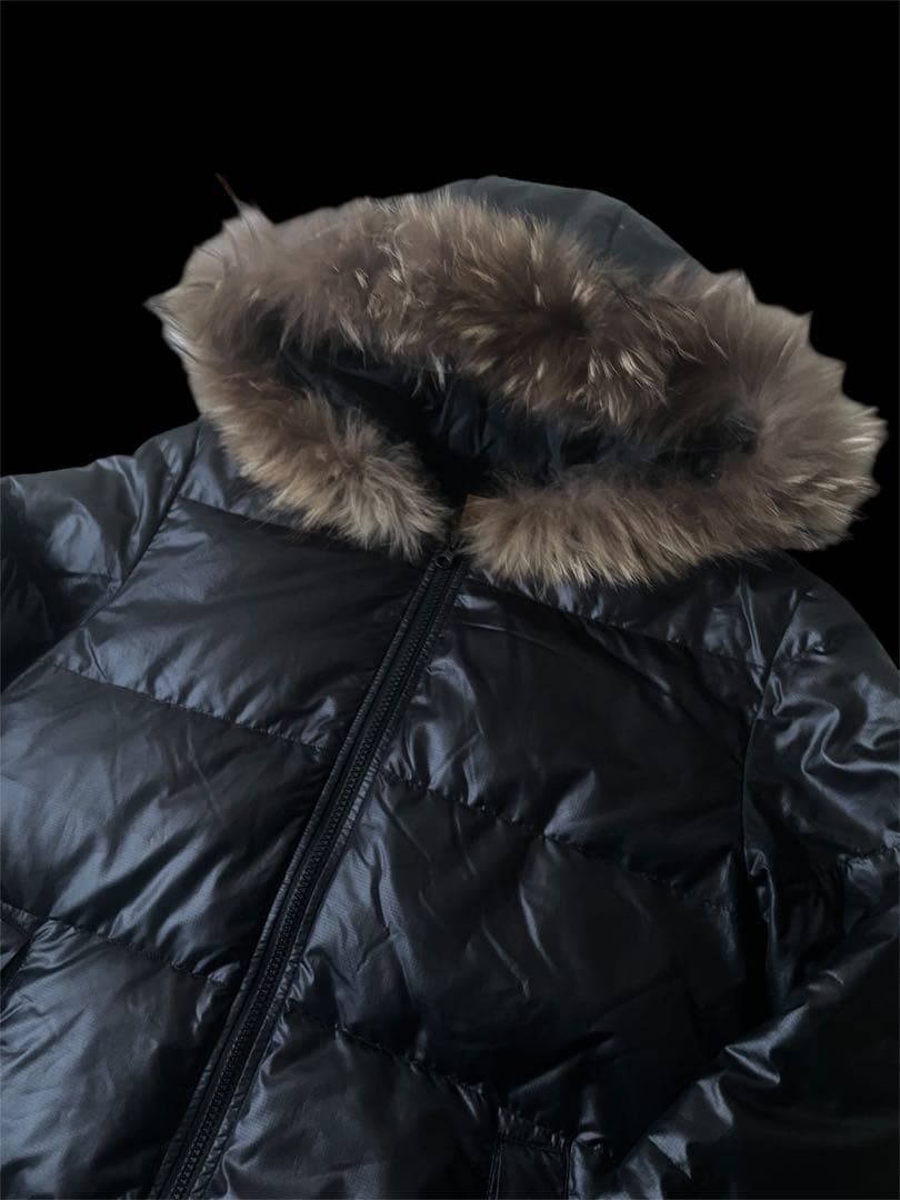 Y2K グランジ ファーダウンジャケット リアルファー 短丈 光沢