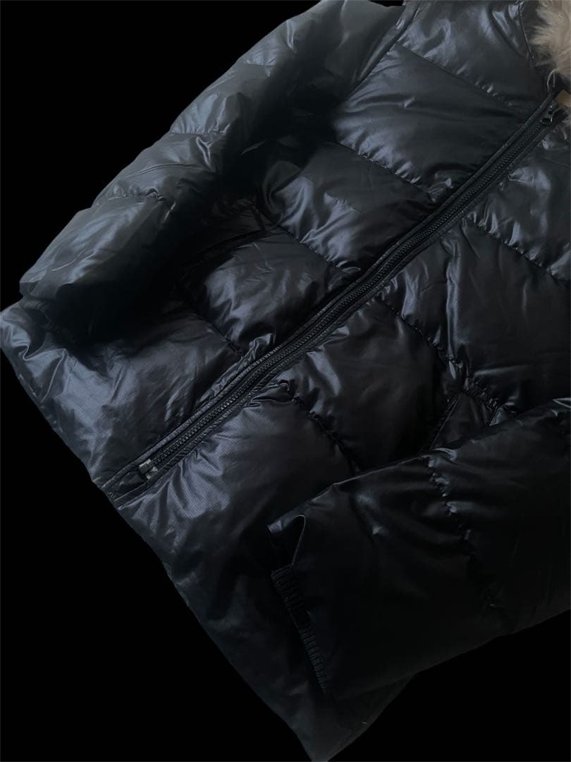 Y2K グランジ ファーダウンジャケット リアルファー 短丈 光沢