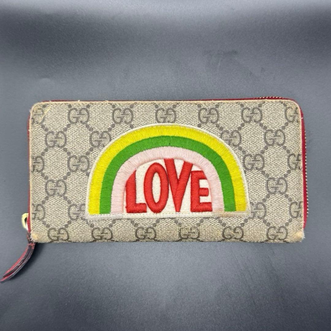 希少 グッチ GUCCI レインボー＆LOVE GGスプリーム GG柄 長財布
