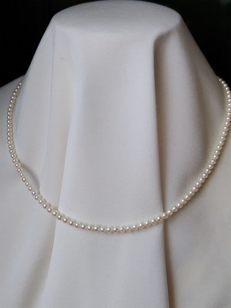 K18WG スライド式アジャスター付き アコヤ真珠ベビーパールネックレス